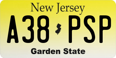 NJ license plate A38PSP