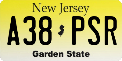 NJ license plate A38PSR