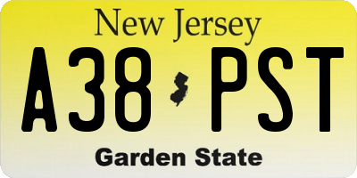 NJ license plate A38PST