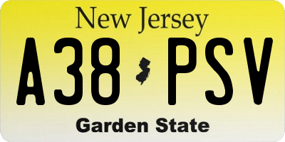 NJ license plate A38PSV