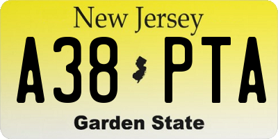 NJ license plate A38PTA