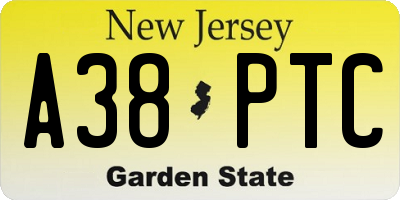 NJ license plate A38PTC