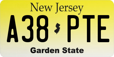 NJ license plate A38PTE