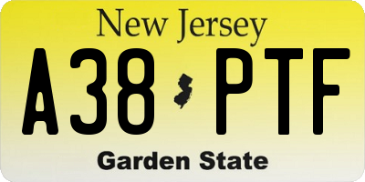 NJ license plate A38PTF