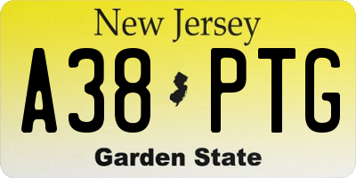 NJ license plate A38PTG