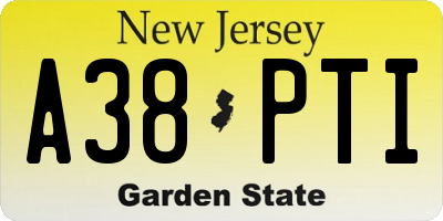 NJ license plate A38PTI