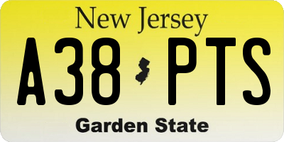 NJ license plate A38PTS