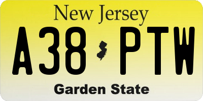 NJ license plate A38PTW