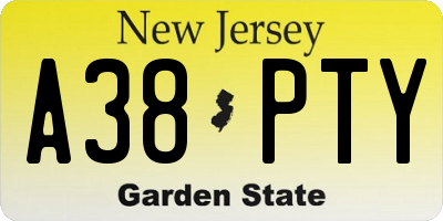 NJ license plate A38PTY