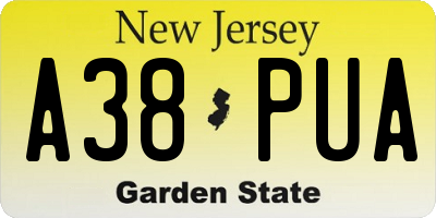 NJ license plate A38PUA
