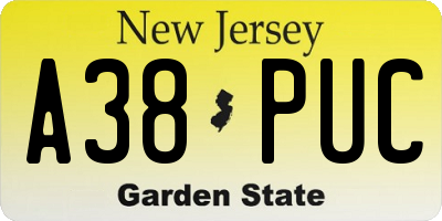 NJ license plate A38PUC