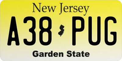 NJ license plate A38PUG