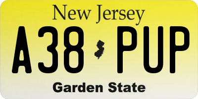 NJ license plate A38PUP