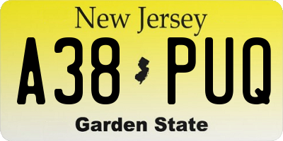 NJ license plate A38PUQ