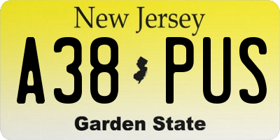 NJ license plate A38PUS