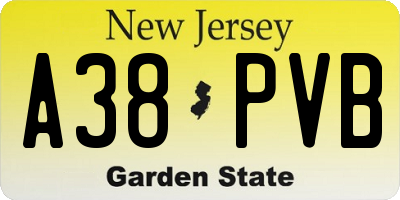 NJ license plate A38PVB