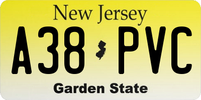 NJ license plate A38PVC
