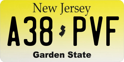NJ license plate A38PVF