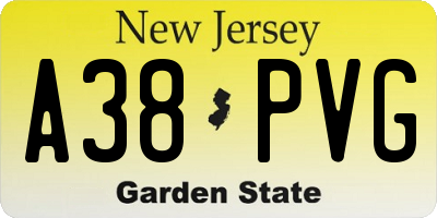 NJ license plate A38PVG