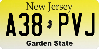 NJ license plate A38PVJ