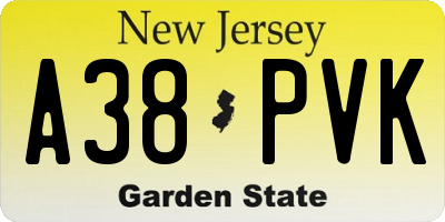 NJ license plate A38PVK