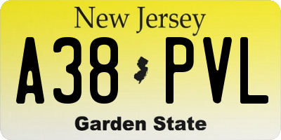 NJ license plate A38PVL