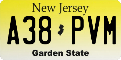 NJ license plate A38PVM