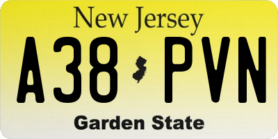 NJ license plate A38PVN