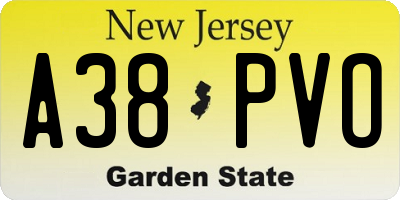 NJ license plate A38PVO