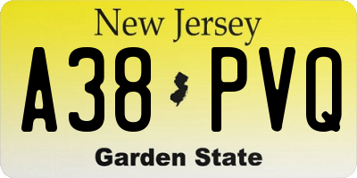 NJ license plate A38PVQ