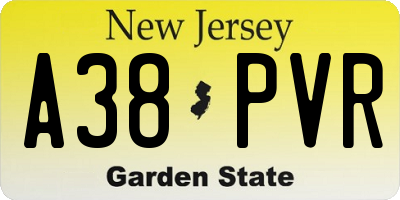 NJ license plate A38PVR