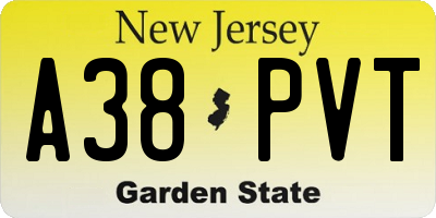 NJ license plate A38PVT
