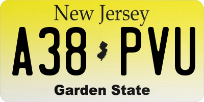 NJ license plate A38PVU