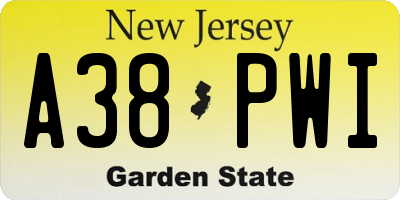 NJ license plate A38PWI