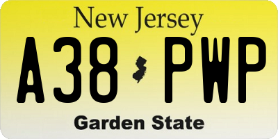 NJ license plate A38PWP