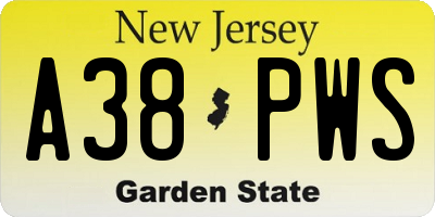 NJ license plate A38PWS