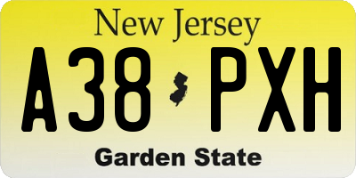 NJ license plate A38PXH
