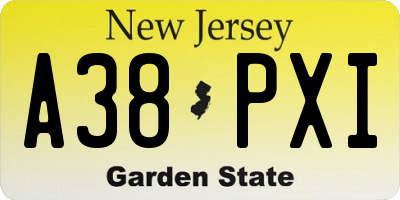 NJ license plate A38PXI