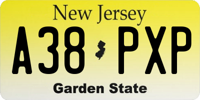 NJ license plate A38PXP