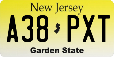 NJ license plate A38PXT