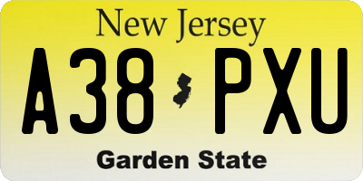 NJ license plate A38PXU