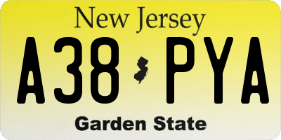 NJ license plate A38PYA