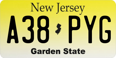 NJ license plate A38PYG