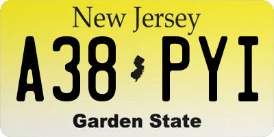 NJ license plate A38PYI