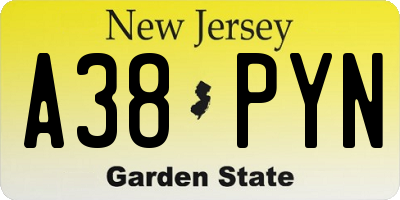 NJ license plate A38PYN