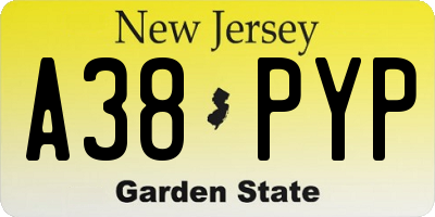 NJ license plate A38PYP
