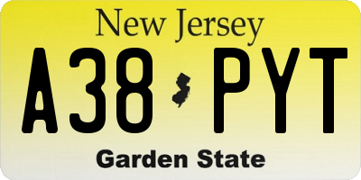 NJ license plate A38PYT