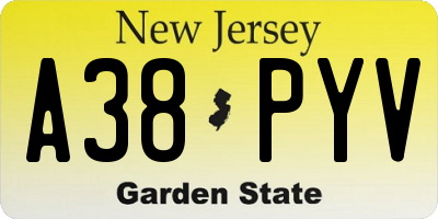 NJ license plate A38PYV