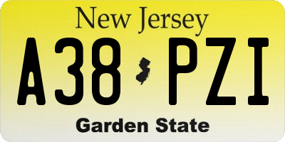 NJ license plate A38PZI