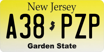 NJ license plate A38PZP